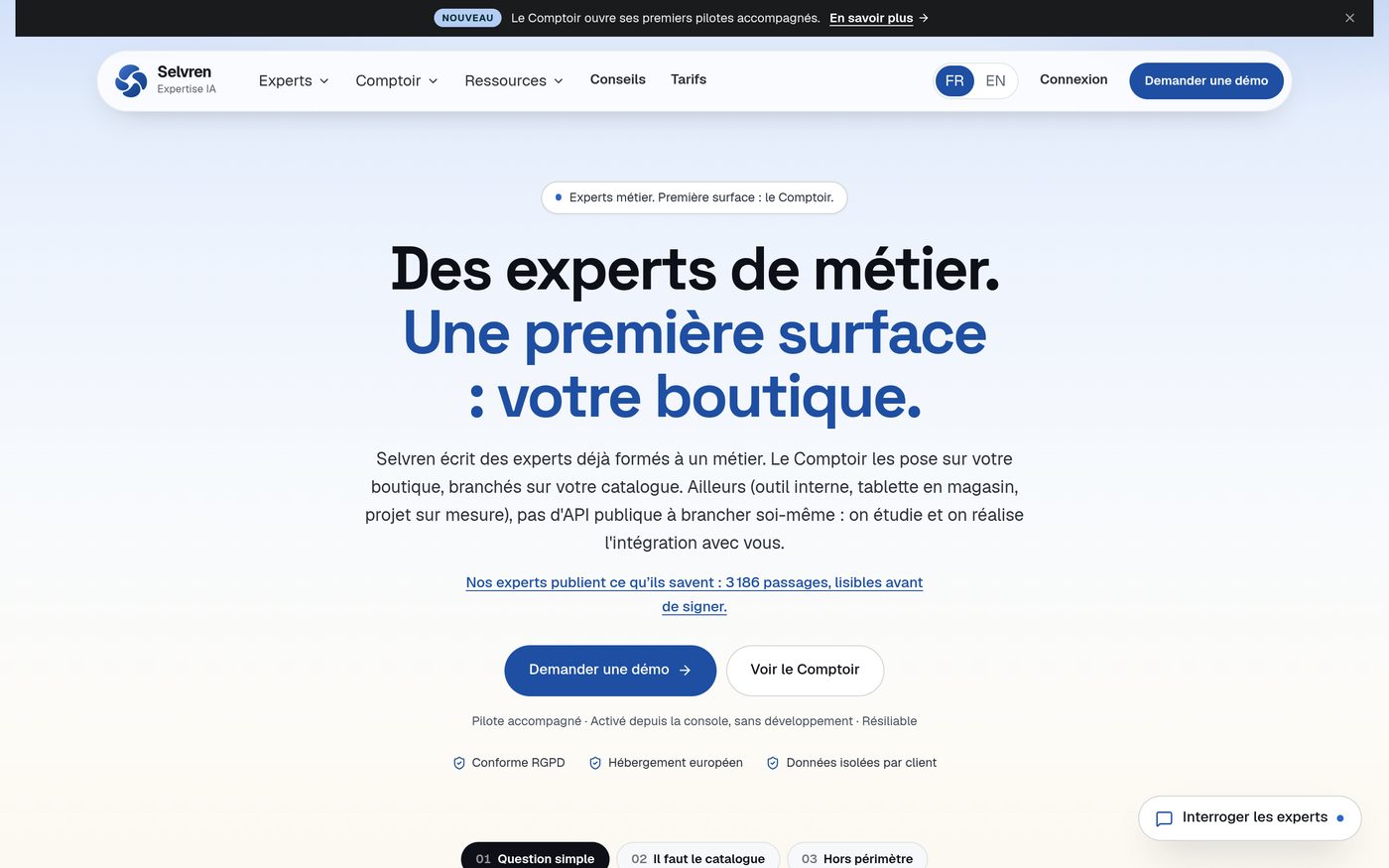 Page d'accueil Selvren.